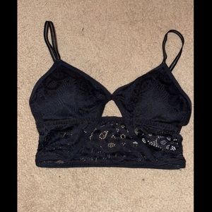Gilly Hicks. Size: M Black lace bralette or can use as a cropped shirt